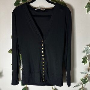 Black Button-Up Women's Top